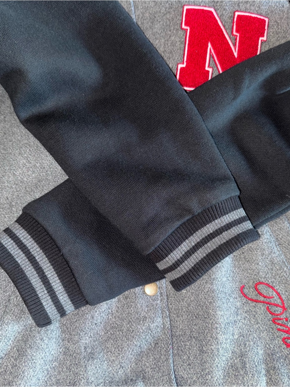 PINK Victoria's Secret x 5th 8 Ocean Nebraska Cornhuskers Varsity Jacket L - Picture 14 of 14